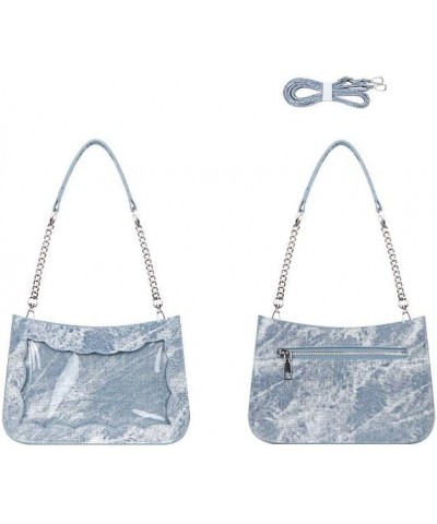 Women's Cute Ita Bag Transparent Cartoon Y2K Vintage Handbag Colorful Ruffled Mini Denim Messenger Bag Sky Blue $18.28 Crossb...