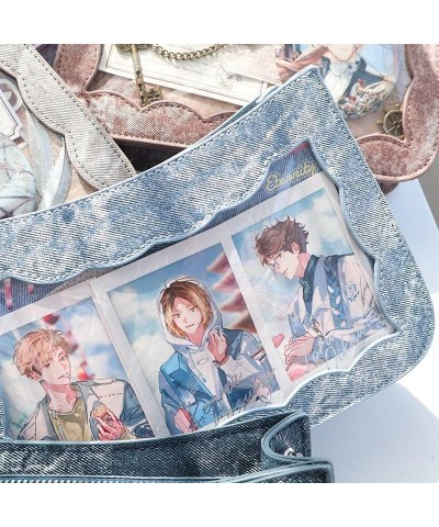 Women's Cute Ita Bag Transparent Cartoon Y2K Vintage Handbag Colorful Ruffled Mini Denim Messenger Bag Sky Blue $18.28 Crossb...