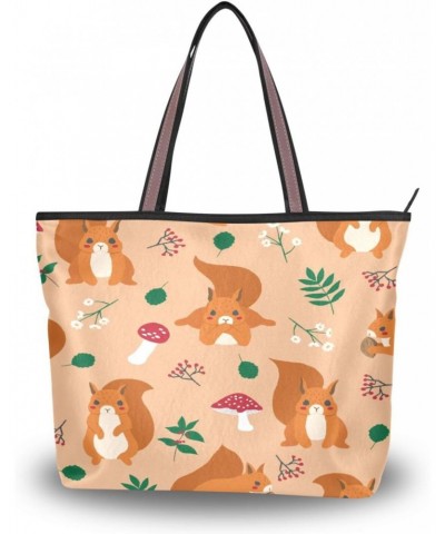 Cute Red Squirrel Seamless Women Tote Bag Handbag Large Capacity Shoulder Bags $11.39 Shoulder Bags