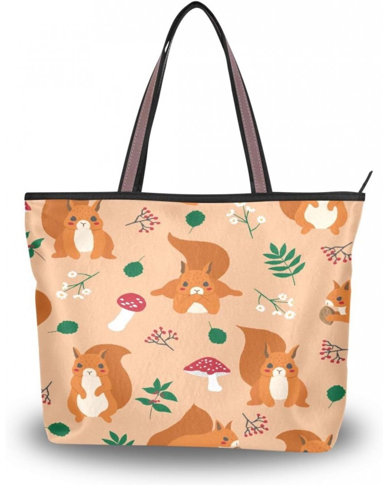 Cute Red Squirrel Seamless Women Tote Bag Handbag Large Capacity Shoulder Bags $11.39 Shoulder Bags