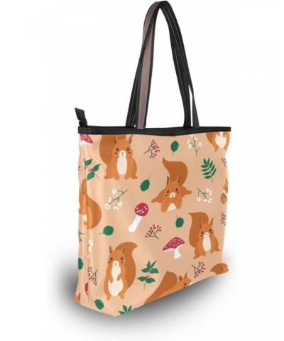 Cute Red Squirrel Seamless Women Tote Bag Handbag Large Capacity Shoulder Bags $11.39 Shoulder Bags