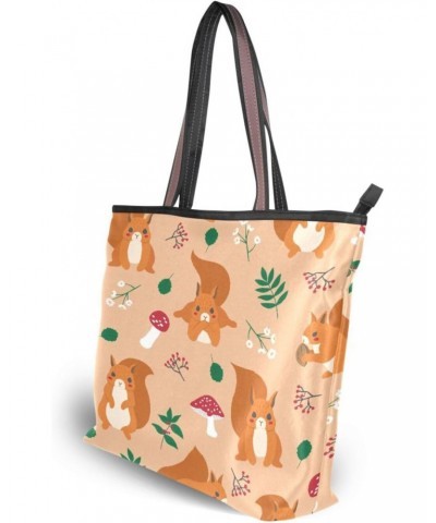 Cute Red Squirrel Seamless Women Tote Bag Handbag Large Capacity Shoulder Bags $11.39 Shoulder Bags