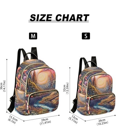 Medium Fashion Backpack for Women Colorful Landscape with Mushrooms Print Ladies Travel Daypack Aesthetic Shoulder Bag 11.4×6...