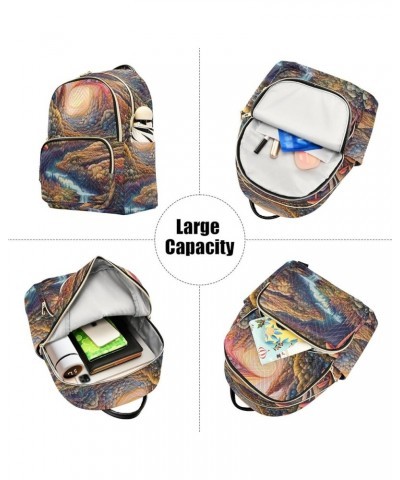 Medium Fashion Backpack for Women Colorful Landscape with Mushrooms Print Ladies Travel Daypack Aesthetic Shoulder Bag 11.4×6...