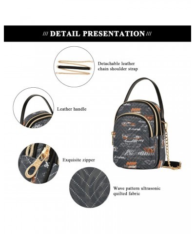 Women Crossbody Handbag Abstract Sport Car Grey Quilted Chain Bag $13.25 Crossbody Bags