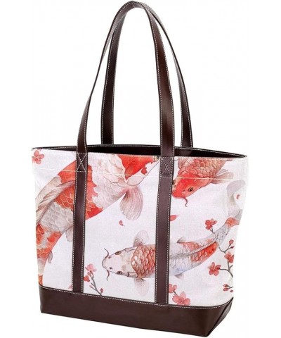 Tote Bag for Women, Large Tote Bag, Tote Bag with Zipper, Koi Carps Retro Style, Tote Bags Women Design 11845 $25.91 Totes