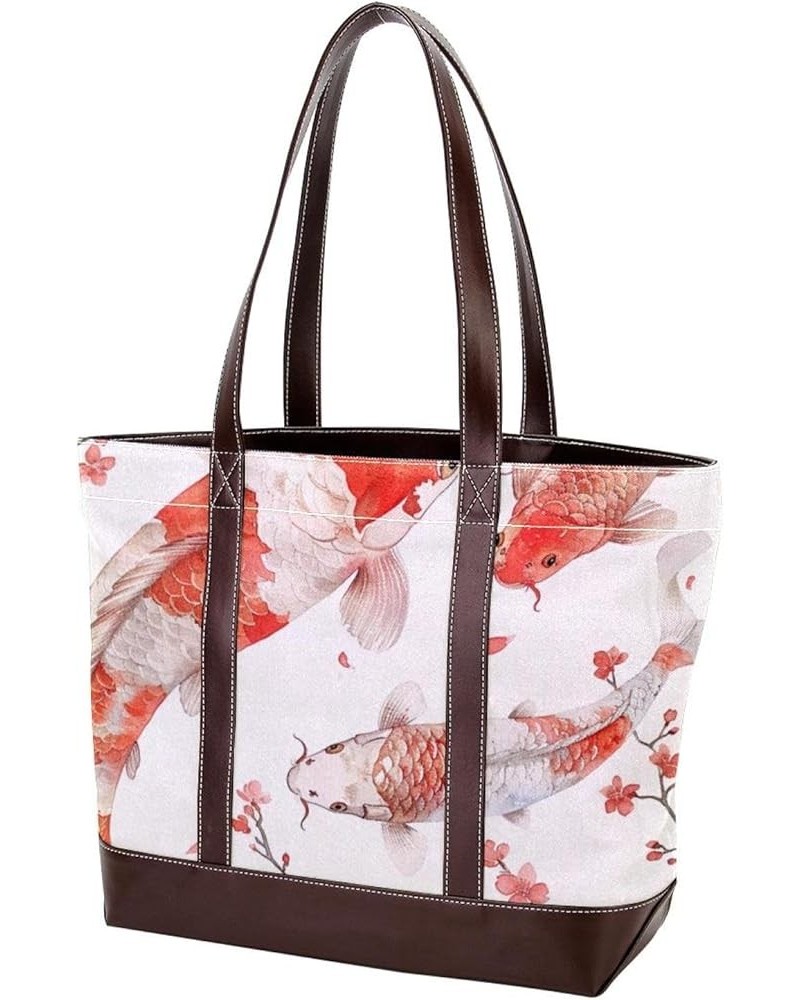 Tote Bag for Women, Large Tote Bag, Tote Bag with Zipper, Koi Carps Retro Style, Tote Bags Women Design 11845 $25.91 Totes