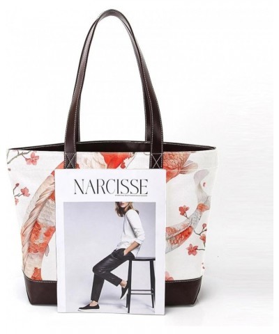 Tote Bag for Women, Large Tote Bag, Tote Bag with Zipper, Koi Carps Retro Style, Tote Bags Women Design 11845 $25.91 Totes