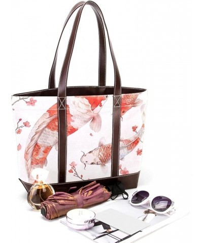 Tote Bag for Women, Large Tote Bag, Tote Bag with Zipper, Koi Carps Retro Style, Tote Bags Women Design 11845 $25.91 Totes