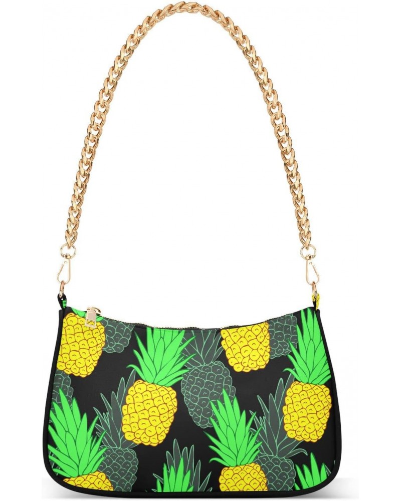 Pineapple Shoulder Bag for Women Small Purse Clutch Purse Handbag Small Satchel Bag with Chain Strap for Mum Women $15.59 Sat...