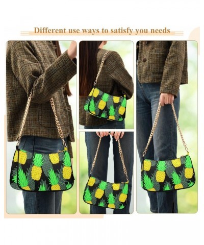 Pineapple Shoulder Bag for Women Small Purse Clutch Purse Handbag Small Satchel Bag with Chain Strap for Mum Women $15.59 Sat...