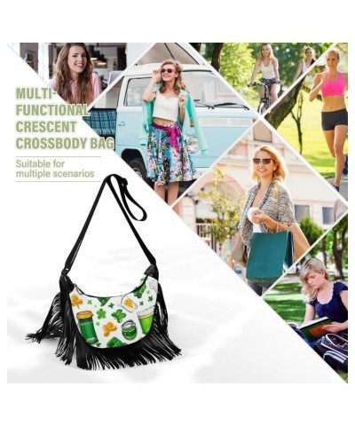 Stpatrick Day Shamrocks Beer Tassel Crossbody Handbags for Women Ample Capacity Shoulder Bag with Adjustable Strap Durable Ce...