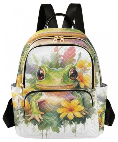 Small Backpack for Women Travel Bag Baby Frog with Flowers Daypack Purse Fashion Shoulder Bag Rucksack Small B961 $12.74 Back...