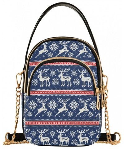 Christmas Deer Strips Crossbody Bags for Women Crossbody Bag Cellphone Wallet Bag with Chain Strap for Travel $10.40 Crossbod...