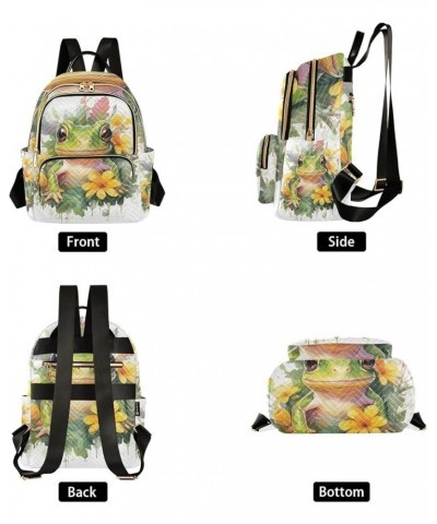 Small Backpack for Women Travel Bag Baby Frog with Flowers Daypack Purse Fashion Shoulder Bag Rucksack Small B961 $12.74 Back...