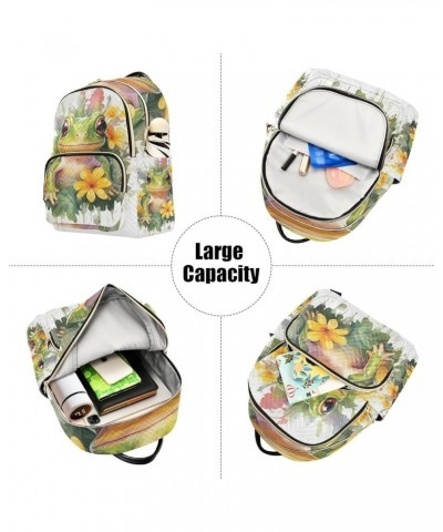 Small Backpack for Women Travel Bag Baby Frog with Flowers Daypack Purse Fashion Shoulder Bag Rucksack Small B961 $12.74 Back...