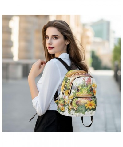 Small Backpack for Women Travel Bag Baby Frog with Flowers Daypack Purse Fashion Shoulder Bag Rucksack Small B961 $12.74 Back...