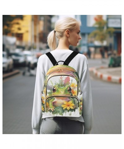 Small Backpack for Women Travel Bag Baby Frog with Flowers Daypack Purse Fashion Shoulder Bag Rucksack Small B961 $12.74 Back...