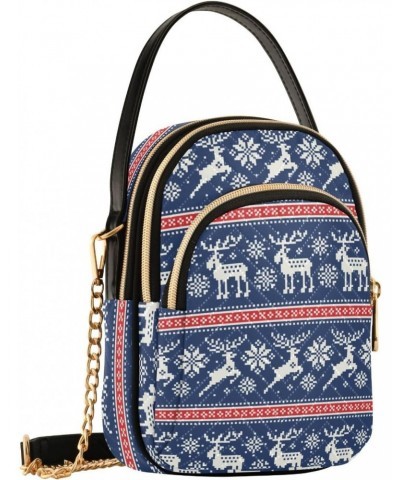 Christmas Deer Strips Crossbody Bags for Women Crossbody Bag Cellphone Wallet Bag with Chain Strap for Travel $10.40 Crossbod...