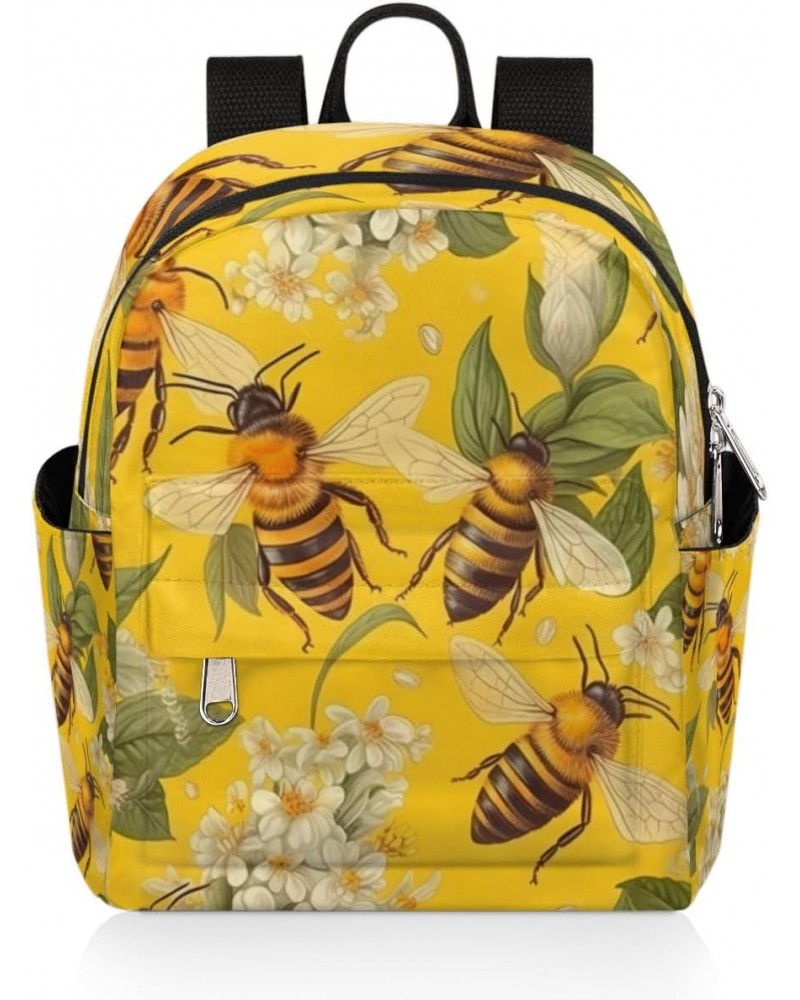 Flower Bee Pattern Small Backpack for Women Ladies Mini Backpack Travel Casual Backpack Purse Satchel Daypack $24.46 Backpacks