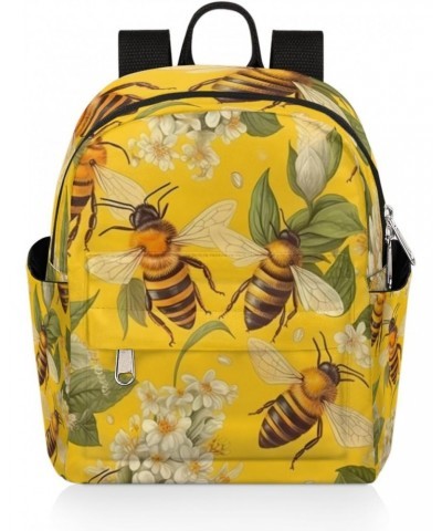 Flower Bee Pattern Small Backpack for Women Ladies Mini Backpack Travel Casual Backpack Purse Satchel Daypack $24.46 Backpacks