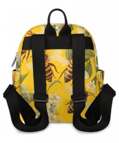 Flower Bee Pattern Small Backpack for Women Ladies Mini Backpack Travel Casual Backpack Purse Satchel Daypack $24.46 Backpacks