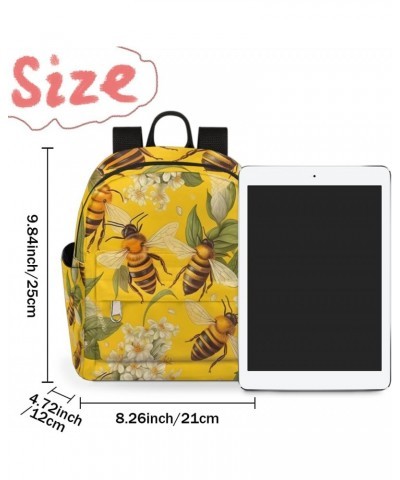 Flower Bee Pattern Small Backpack for Women Ladies Mini Backpack Travel Casual Backpack Purse Satchel Daypack $24.46 Backpacks