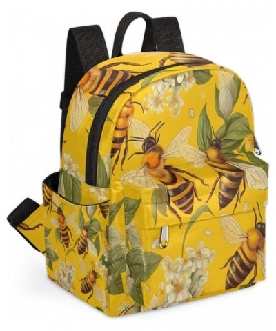 Flower Bee Pattern Small Backpack for Women Ladies Mini Backpack Travel Casual Backpack Purse Satchel Daypack $24.46 Backpacks