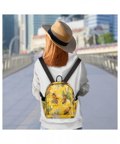 Flower Bee Pattern Small Backpack for Women Ladies Mini Backpack Travel Casual Backpack Purse Satchel Daypack $24.46 Backpacks