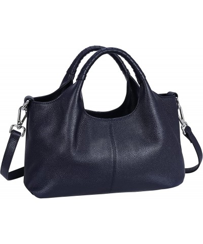 Womens Genuine Leather Handbags Tote Bag Shoulder Bag Top Handle Satchel Designer Ladies Purse Hobo Crossbody Bags Ir013-navy...