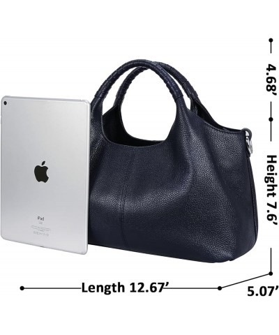 Womens Genuine Leather Handbags Tote Bag Shoulder Bag Top Handle Satchel Designer Ladies Purse Hobo Crossbody Bags Ir013-navy...