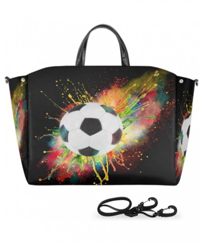 Soccer Colorful Splash Large Tote Bag for Women Travel Should Bag Big Oversized Soccer Totes Waterproof Crossbody Tote Bag wi...