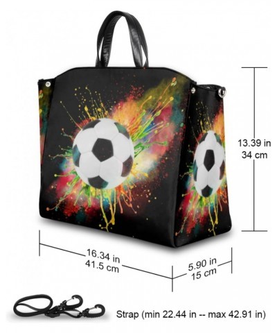 Soccer Colorful Splash Large Tote Bag for Women Travel Should Bag Big Oversized Soccer Totes Waterproof Crossbody Tote Bag wi...