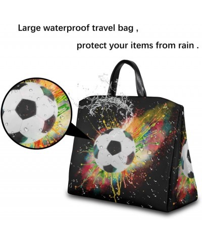 Soccer Colorful Splash Large Tote Bag for Women Travel Should Bag Big Oversized Soccer Totes Waterproof Crossbody Tote Bag wi...