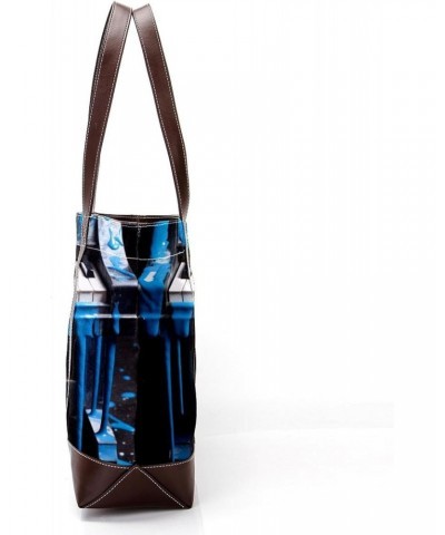 The Tote Bag For Women,Tote Bag With Zipper,Canvas Tote Bag,Blue Painted Old Piano Key Handbags $19.99 Totes