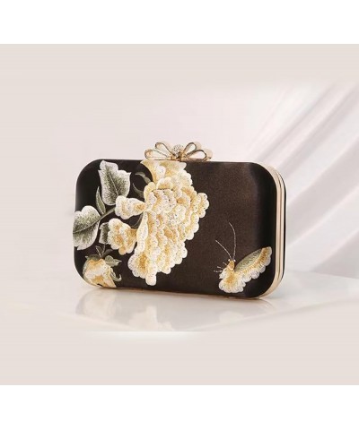 Women's Clutch Handbags Vintage Embroidery Pearl Evening Bags Floral Clutch Purse Wedding Party Chain Crossbody Bags Black $1...