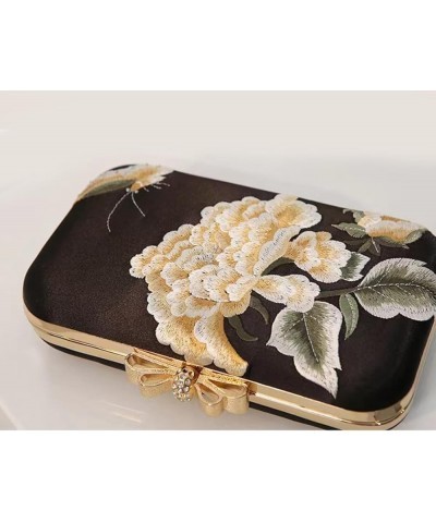 Women's Clutch Handbags Vintage Embroidery Pearl Evening Bags Floral Clutch Purse Wedding Party Chain Crossbody Bags Black $1...