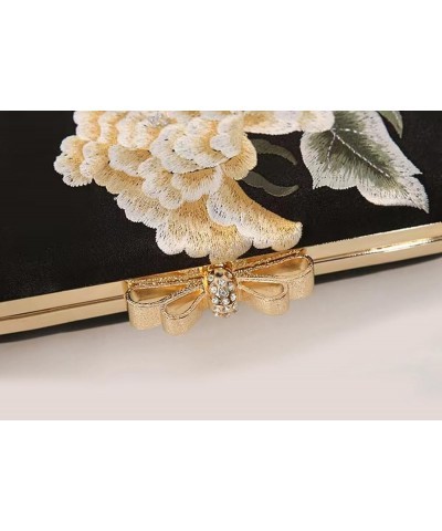 Women's Clutch Handbags Vintage Embroidery Pearl Evening Bags Floral Clutch Purse Wedding Party Chain Crossbody Bags Black $1...