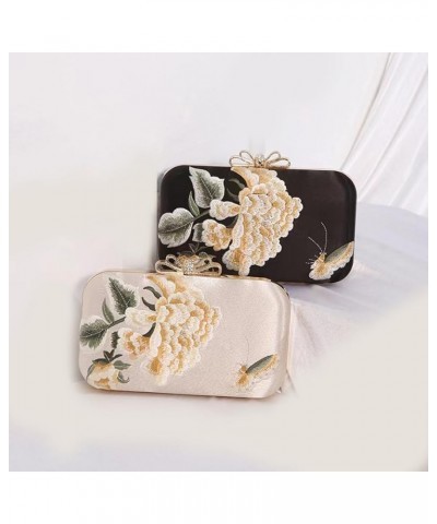 Women's Clutch Handbags Vintage Embroidery Pearl Evening Bags Floral Clutch Purse Wedding Party Chain Crossbody Bags Black $1...