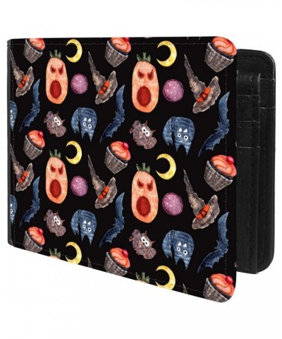 Unique Desige Pattern - Hand Drawn Watercolor Halloween Pattern, Slim Front Pocket Wallet Billfold RFID Blocking $10.21 Wallets