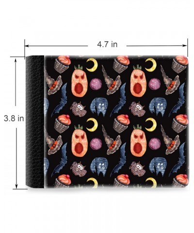 Unique Desige Pattern - Hand Drawn Watercolor Halloween Pattern, Slim Front Pocket Wallet Billfold RFID Blocking $10.21 Wallets