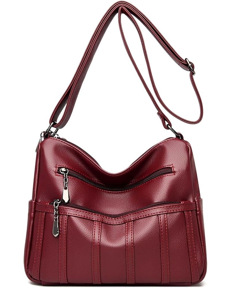 Purses for Women,Soft PU Leather Shoulder Bags Designer Handbags Ladies Hobo Bag, Crossbody Purse Pocketbooks 1-m789-wine Red...