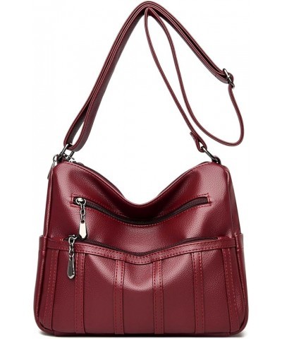 Purses for Women,Soft PU Leather Shoulder Bags Designer Handbags Ladies Hobo Bag, Crossbody Purse Pocketbooks 1-m789-wine Red...