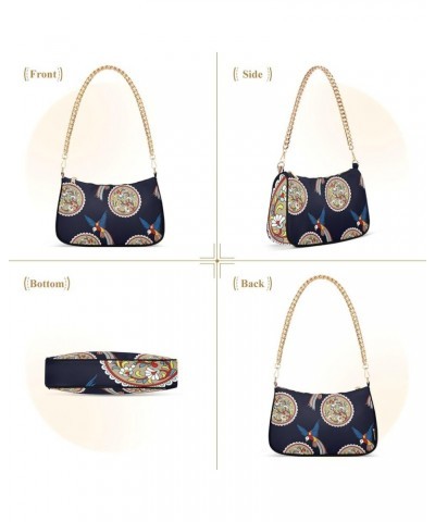 Embroidery Skulls Roses US Flag Shoulder Purse for Women Hobo Tote Handbag Small Clutch Purse Mandala Parrot on Navy $10.35 T...