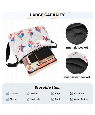 Memorial Day Us Flags Hobo Shoulder Bag for Women Men PU Leather Crossbody Bag Slouchy Tote Handbags for Shopping Working Tra...