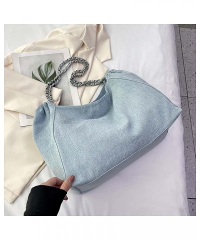 Large bag, casual bag, portable underarm bag, tote bag Light Blue $34.40 Totes