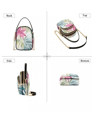 Botanical Colorful Leaves Women's Crossbody Handbags with Zipper, Casual Leather Cell Phone Purse Crossbody Bags for Ladies $...