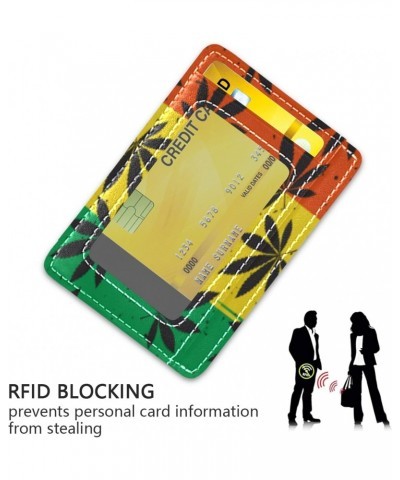 Slim Minimalist Wallets Rfid Blocking Card Wallets PU Leather Front Pocket Wallets for Men and Women (Hemp Leaves Pattern Reg...