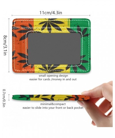 Slim Minimalist Wallets Rfid Blocking Card Wallets PU Leather Front Pocket Wallets for Men and Women (Hemp Leaves Pattern Reg...