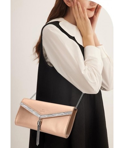 Clutch Purse for Women, Envelope Evening Clutch Handbag, Crossbody Foldover PU Leather Shoulder Bag Gold $11.20 Evening Bags